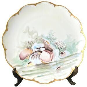 Antique 1880s Haviland Limoges seashell cabinet plate 8.5” hand painted coastal